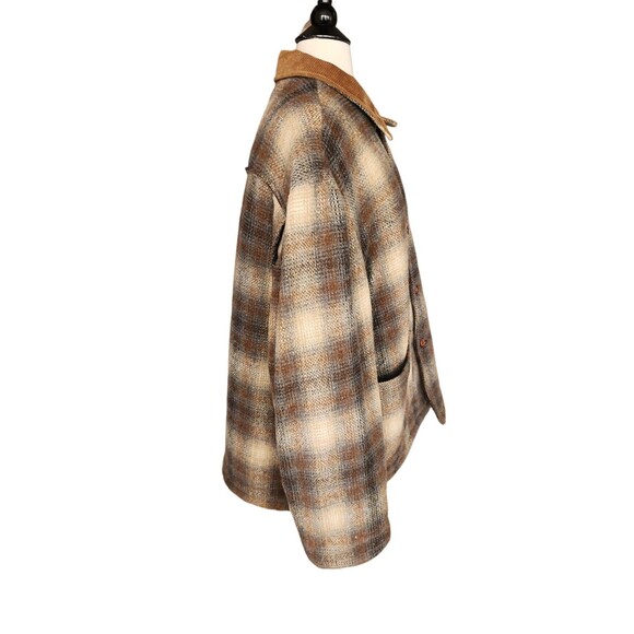 Santa Fe Trail Vintage 90s Plaid Chore Coat Mens 3X Brown Southwestern Barn Wool - Picture 4 of 9